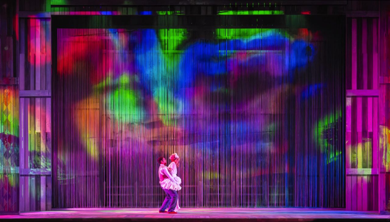 Colorful image featuring a man and woman 